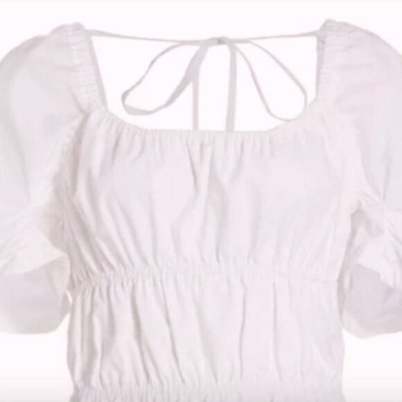 Derek Lam 10 Crosby Elora Cotton Puff Sleeve Blouse White size 10 - Picture 2 of 7